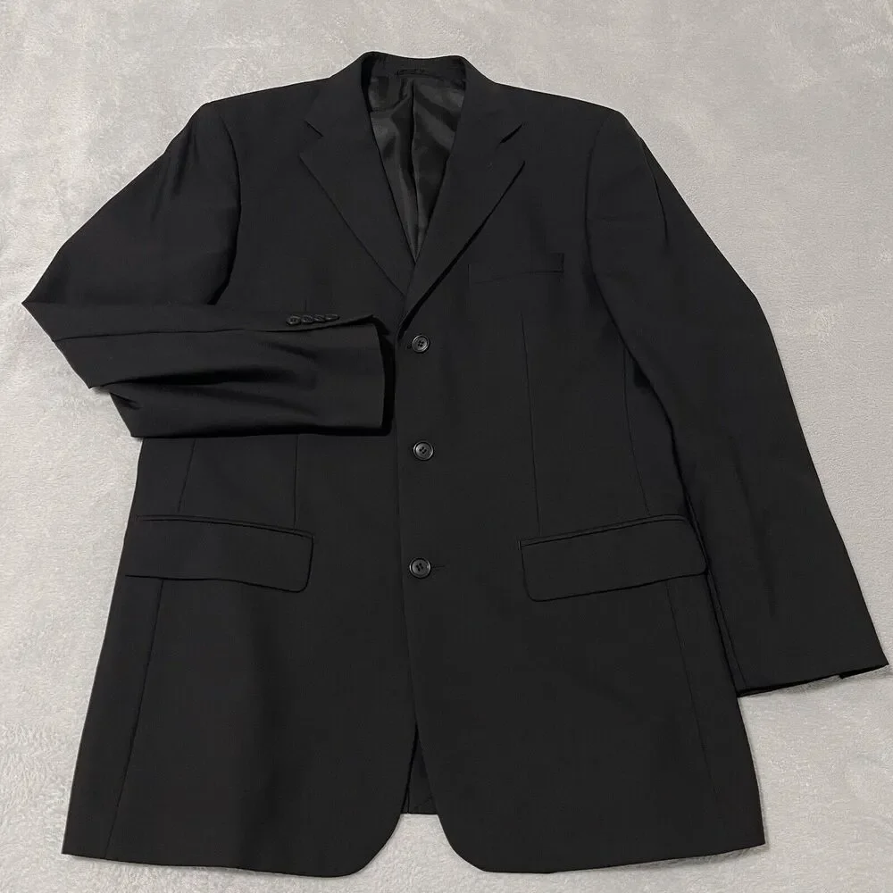 Santorelli Blazer Men 40L Black 140 Fine Merino Wool Pronto Linea Blu Sport Coat